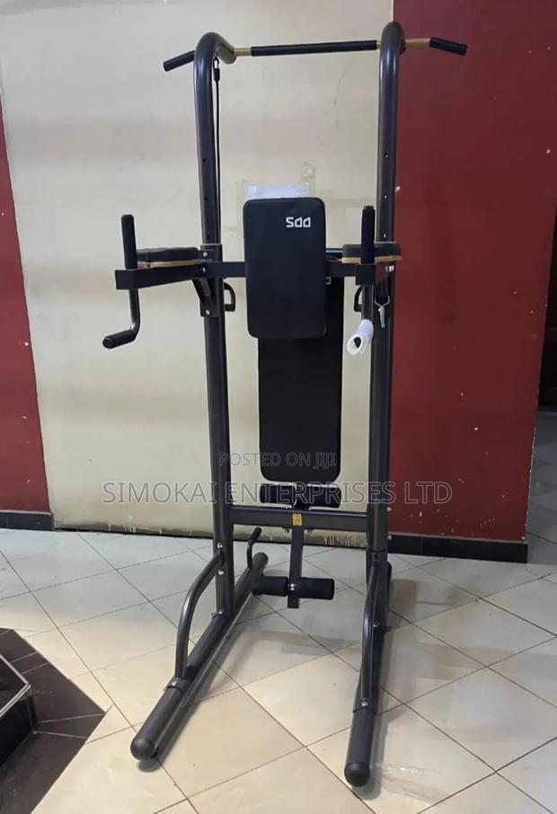 Chin Dip Exercise Station With Bench - main view