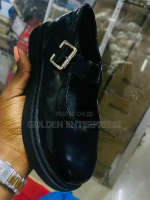 PURE BLACK WETLLOOK Kids Dolly Shoes Sizes 21-31