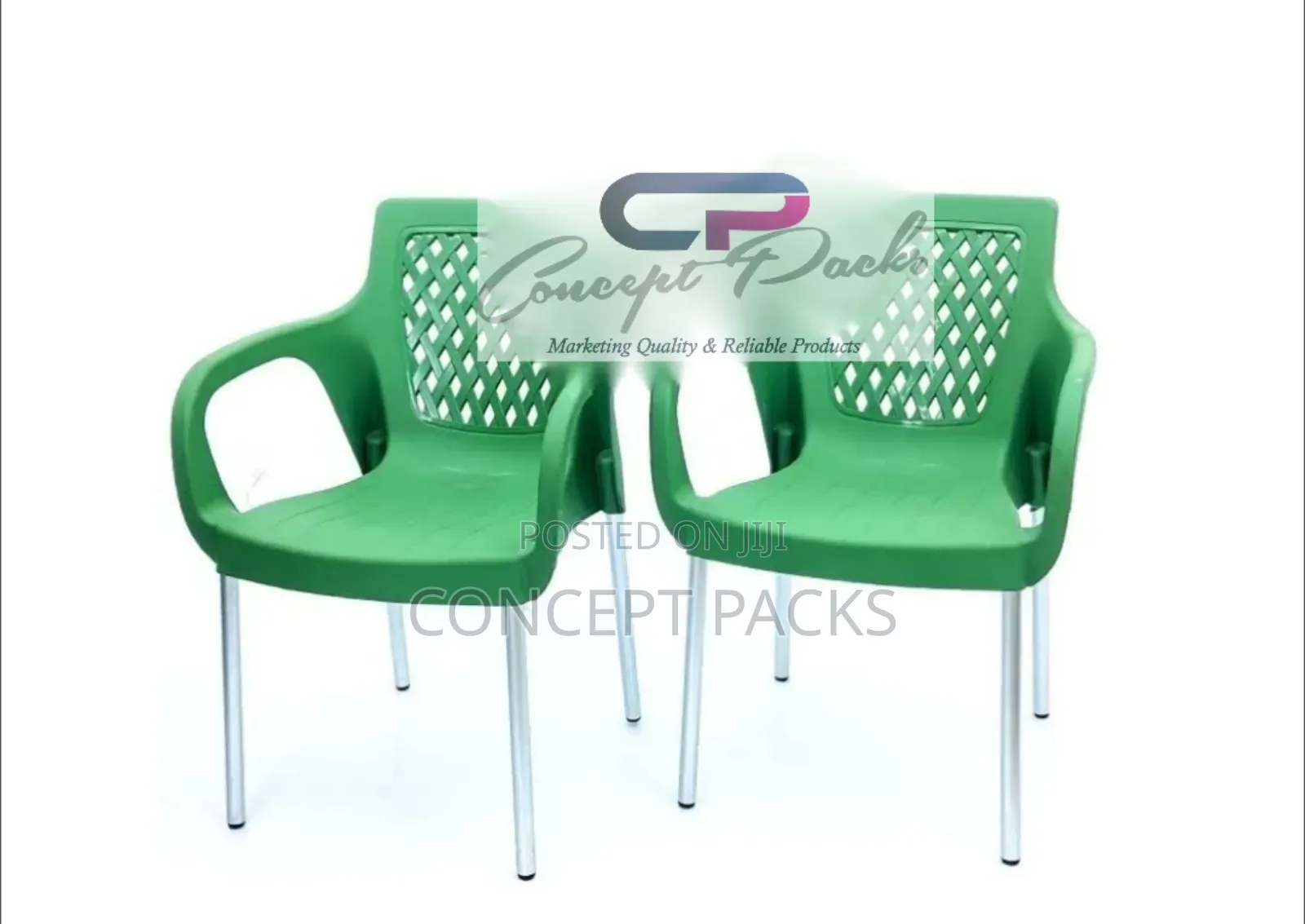2pcs Jungle Green Stackable Metal Tubing Chairs