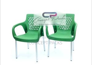 2pcs Jungle Green Stackable Metal Tubing Chairs - thumbnail 2