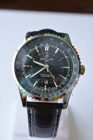Breitling Chronometer GMT Black Dial Black Leather Straps