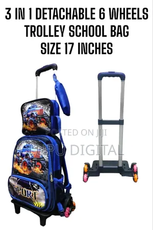 3in 1 Detachable 6 Wheels Trolley School Bag Size 17 Inches
