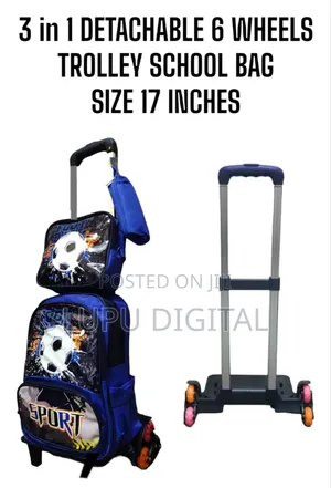 3in 1 Detachable 6 Wheels Trolley School Bag Size 17 Inches