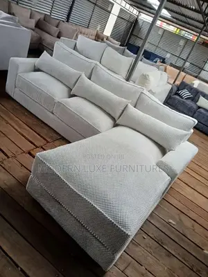 Modern Bubble Fabric 6 Seater L Sofa