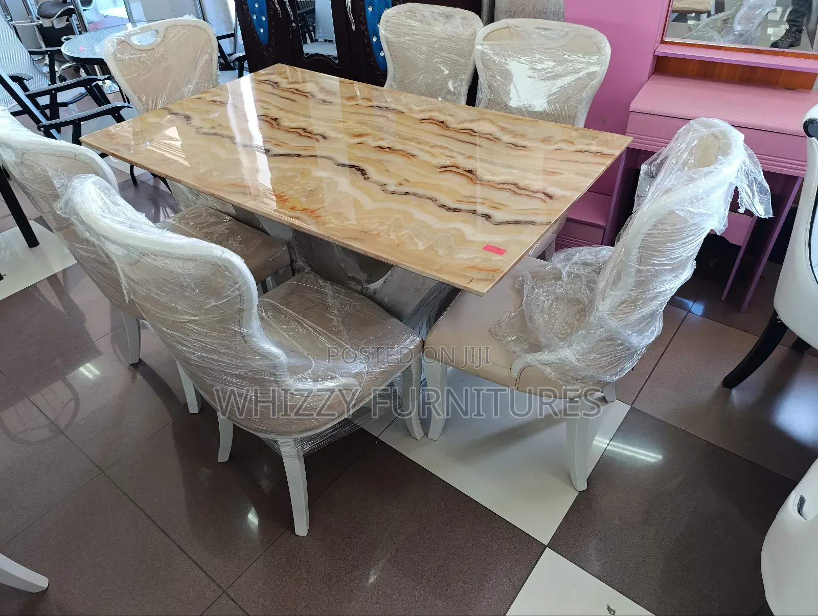 Si Seater Dining Set (Marble)