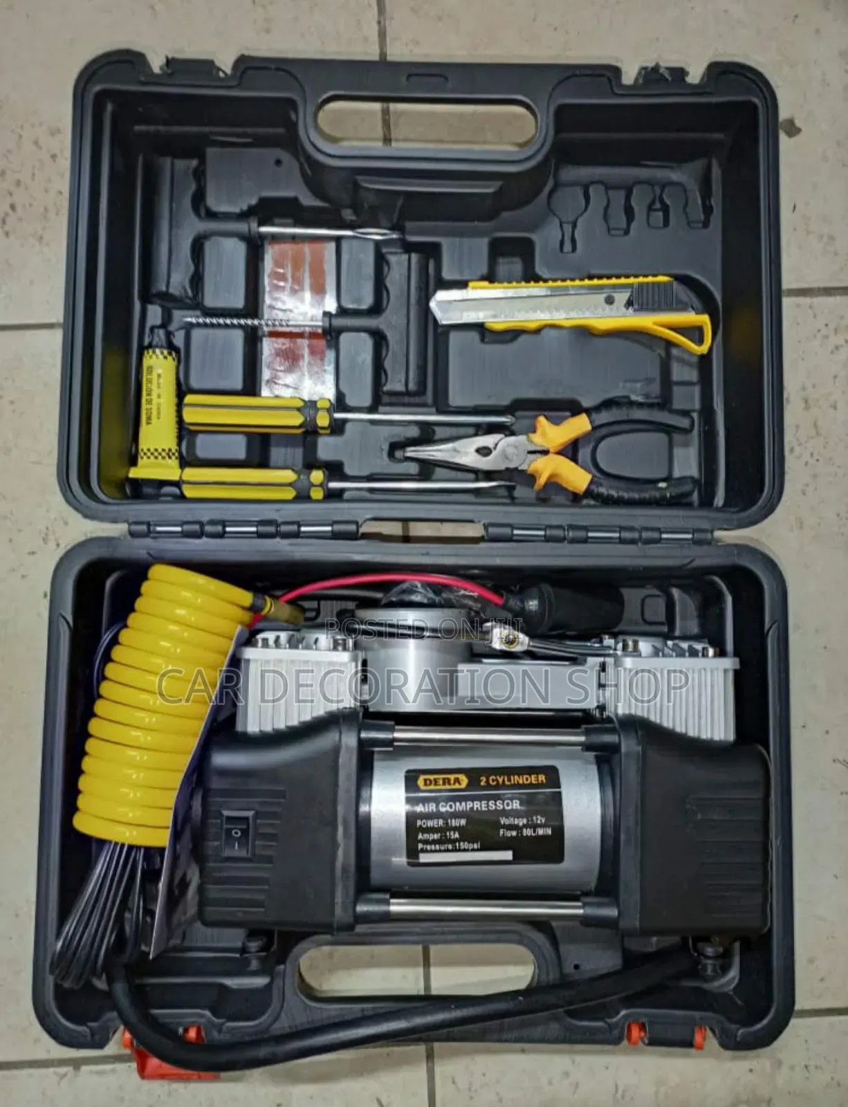 Heavy Duty 2cylinder Air Compressor+ Repair Tools Kit+Casing