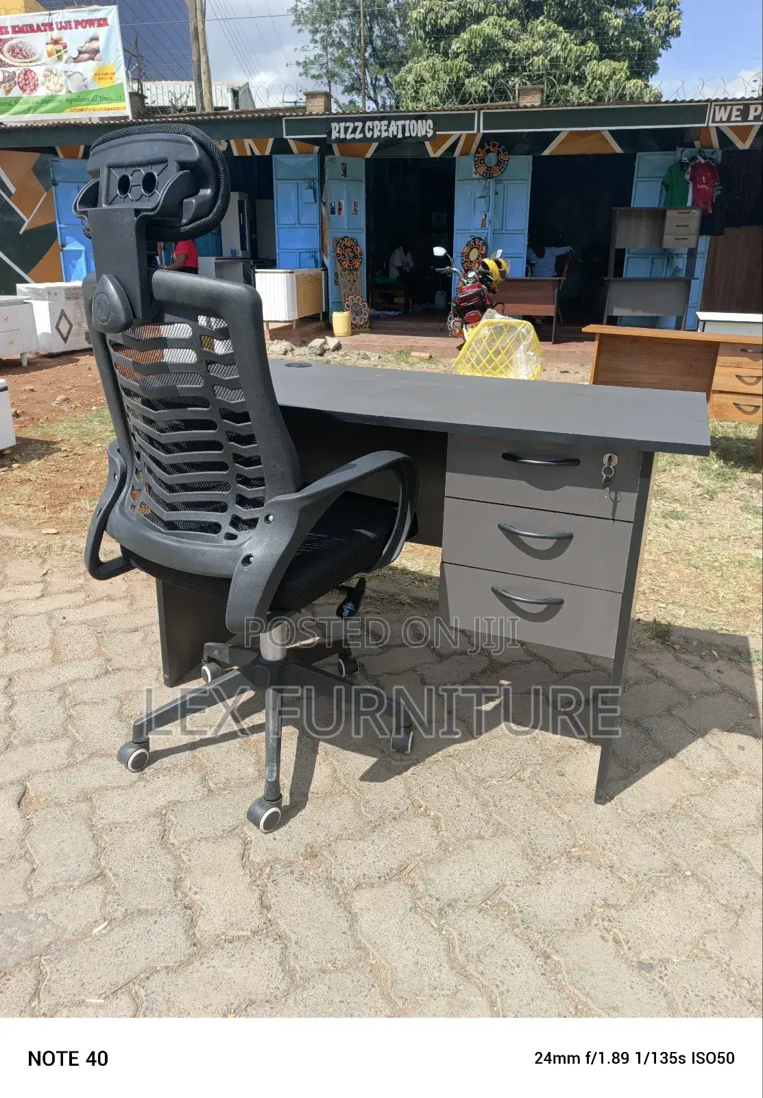 Office Desk and Headrest Office Chair