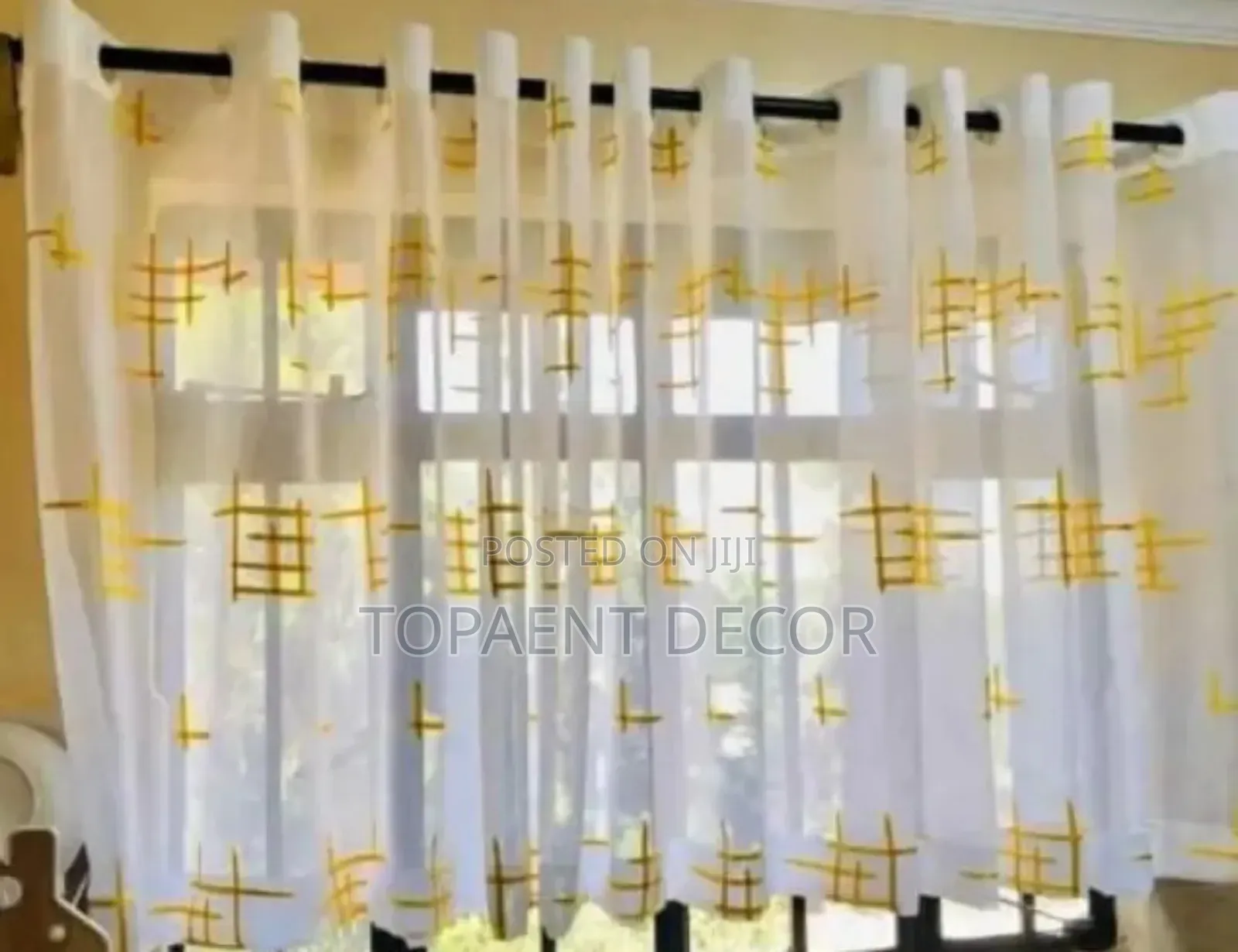 Themed Yellow Kitchen Window Sheer