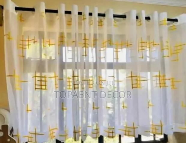 Themed Yellow Kitchen Window Sheer