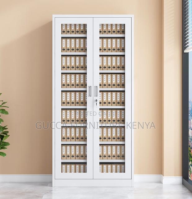 Cabinets: 2-Full-Body Glass Steel Storage Office Cabinet