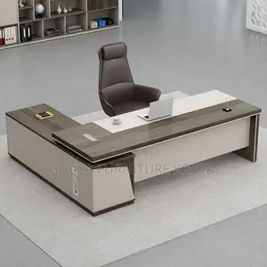 Office Tables:1.8 Meters Modern Brown L-Shape Executive Desk