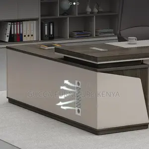 Office Tables:1.8 Meters Modern Brown L-Shape Executive Desk