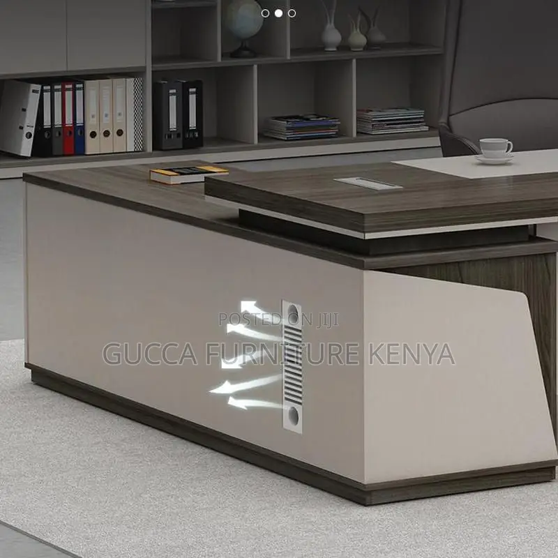 Office Tables:1.8 Meters Modern Brown L-Shape Executive Desk