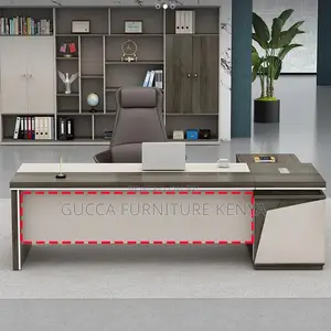 Office Tables:1.8 Meters Modern Brown L-Shape Executive Desk