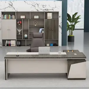 Office Tables:1.8 Meters Modern Brown L-Shape Executive Desk