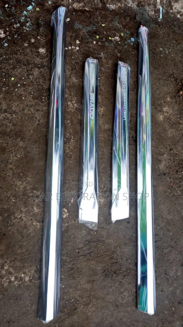 4pc Prado Chrome Silver Replacement Door Side Moulding - main view