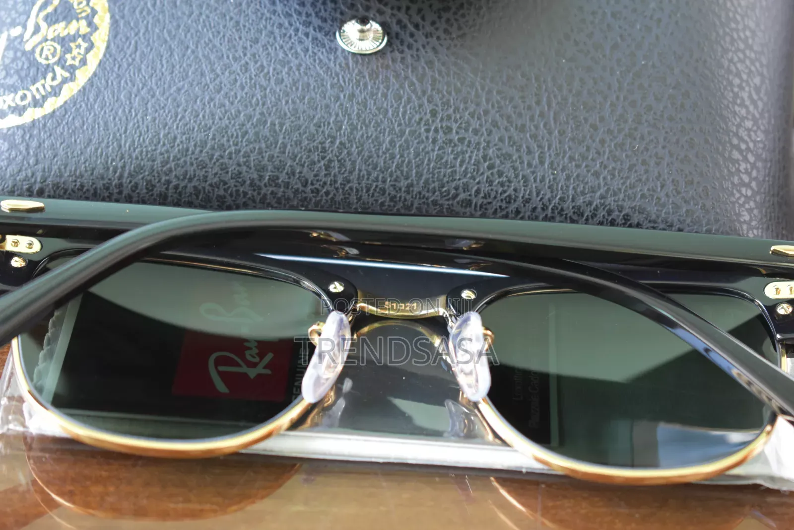 Raybans Clubmaster Black Frame and Gold Sunglasses