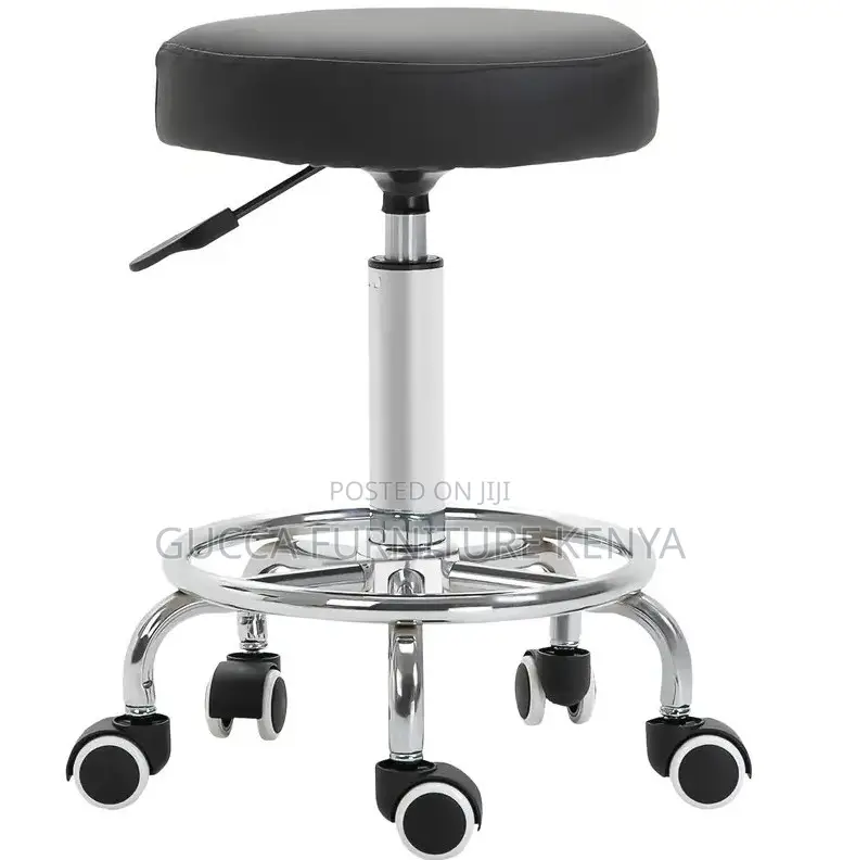 Home Chairs: Leather Round Rolling Spa Stool for Salon
