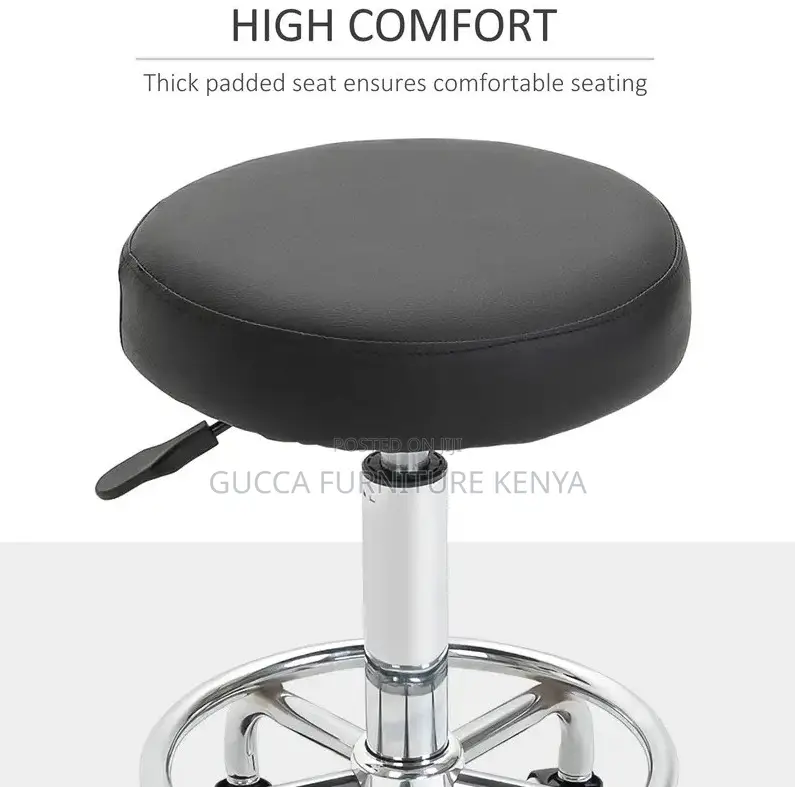 Home Chairs: Leather Round Rolling Spa Stool for Salon