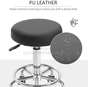 Home Chairs: Leather Round Rolling Spa Stool for Salon