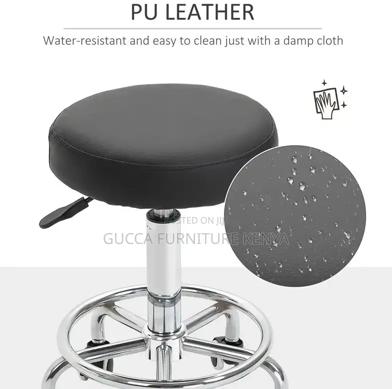 Home Chairs: Leather Round Rolling Spa Stool for Salon