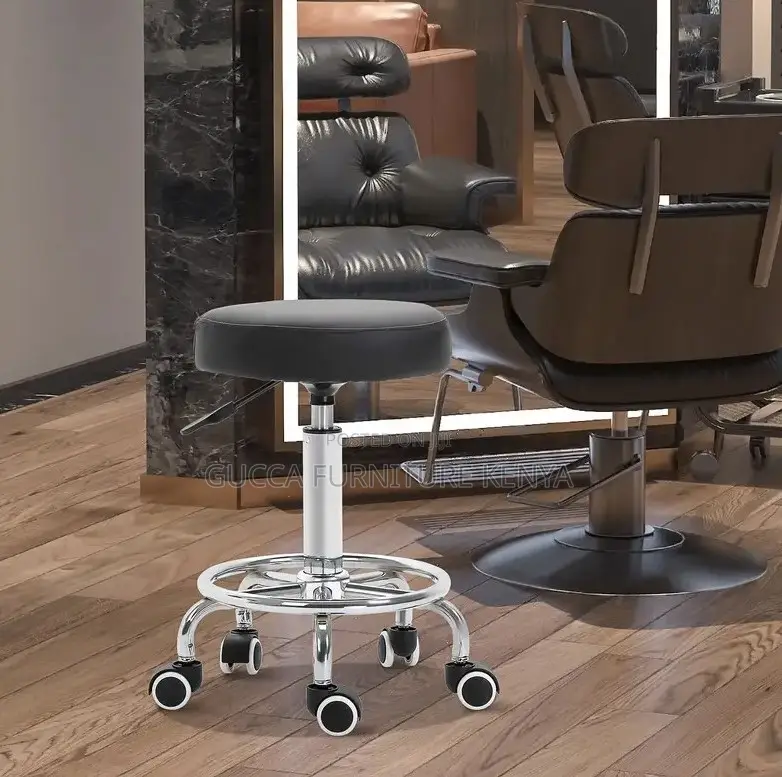 Home Chairs: Leather Round Rolling Spa Stool for Salon
