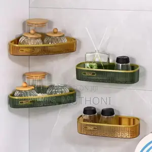 A Pair (2) Acrylic Punch Free Bathroom Shelf