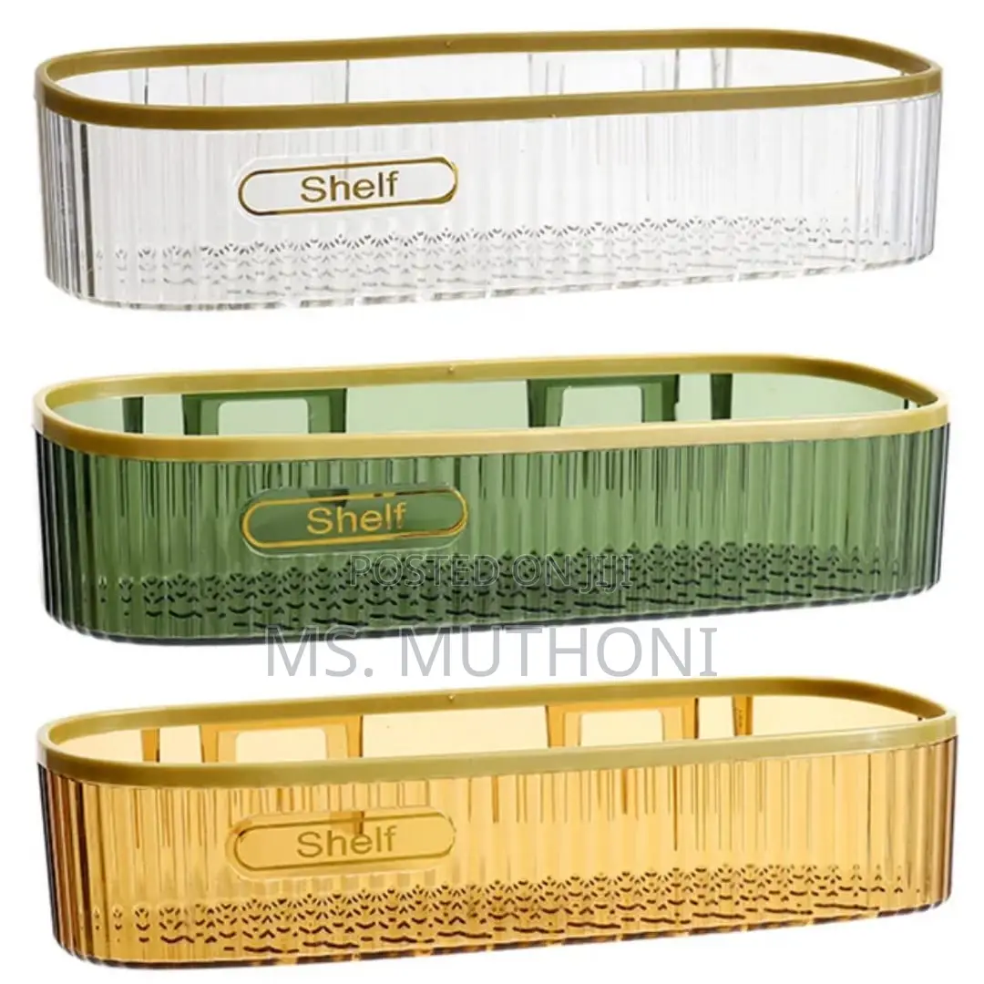 A Pair (2) Acrylic Punch Free Bathroom Shelf
