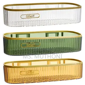 A Pair (2) Acrylic Punch Free Bathroom Shelf