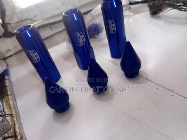 Blue Toyota Bullets Rim Nuts Decoration - main view