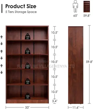 5 Tier Wooden Bookshelf; Office Storage Cabinets