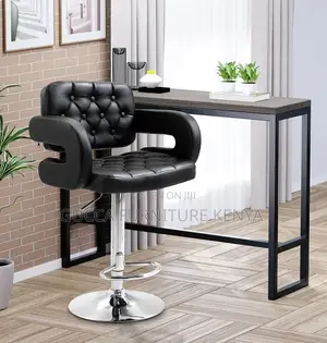 Home Chairs: Leather Upholstered Adjustable Barstool
