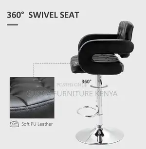Home Chairs: Leather Upholstered Adjustable Barstool