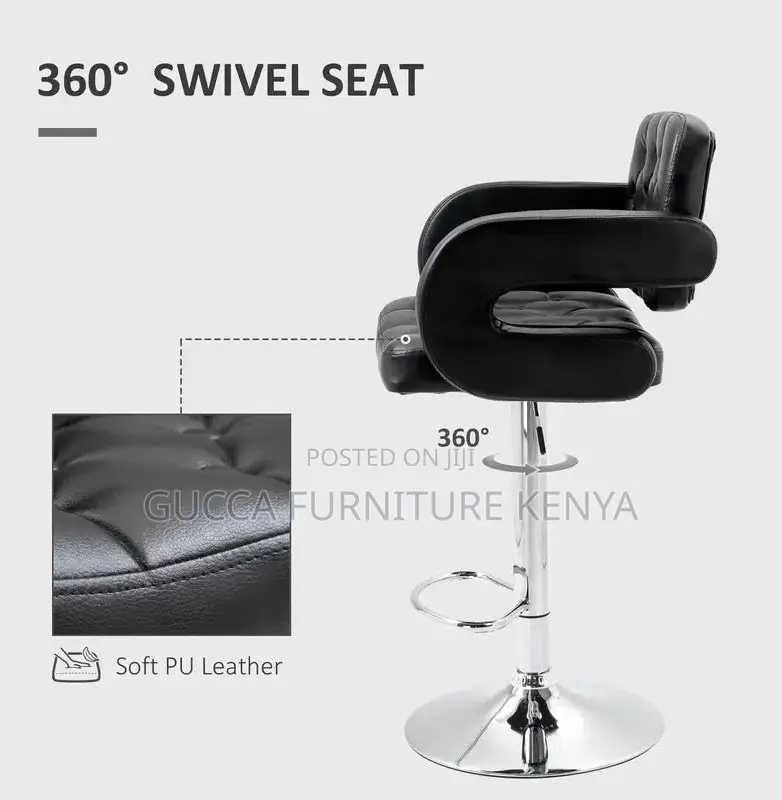 Home Chairs: Leather Upholstered Adjustable Barstool