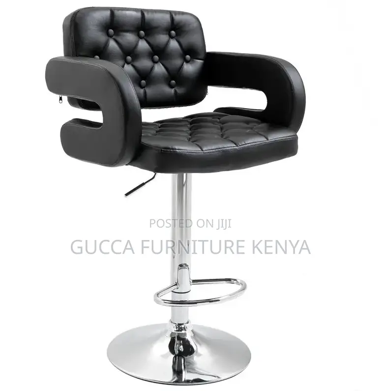 Home Chairs: Leather Upholstered Adjustable Barstool