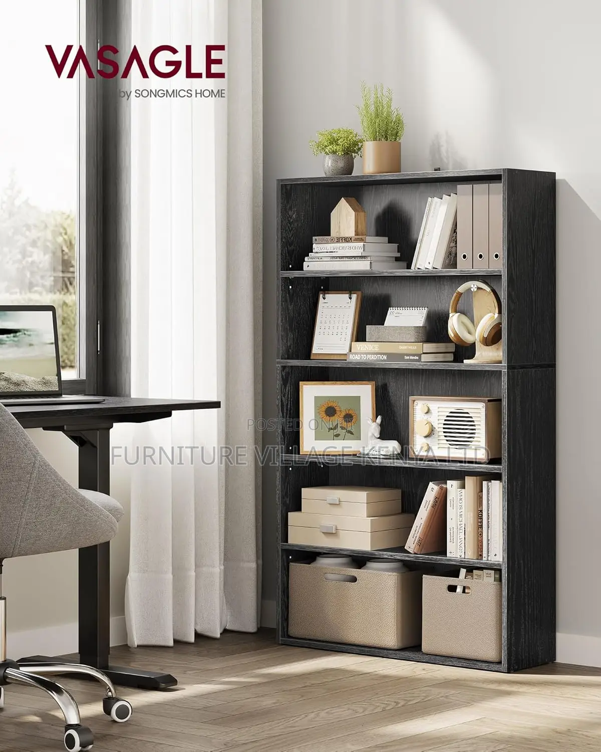5-Tier Open Bookcase With Adjustable Storage Shelves