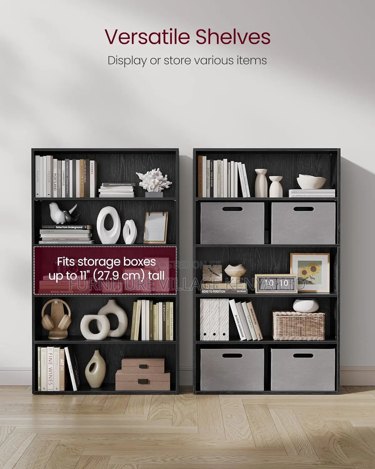 5-Tier Open Bookcase With Adjustable Storage Shelves