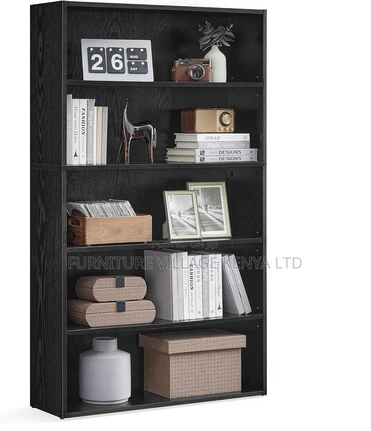 5-Tier Open Bookcase With Adjustable Storage Shelves