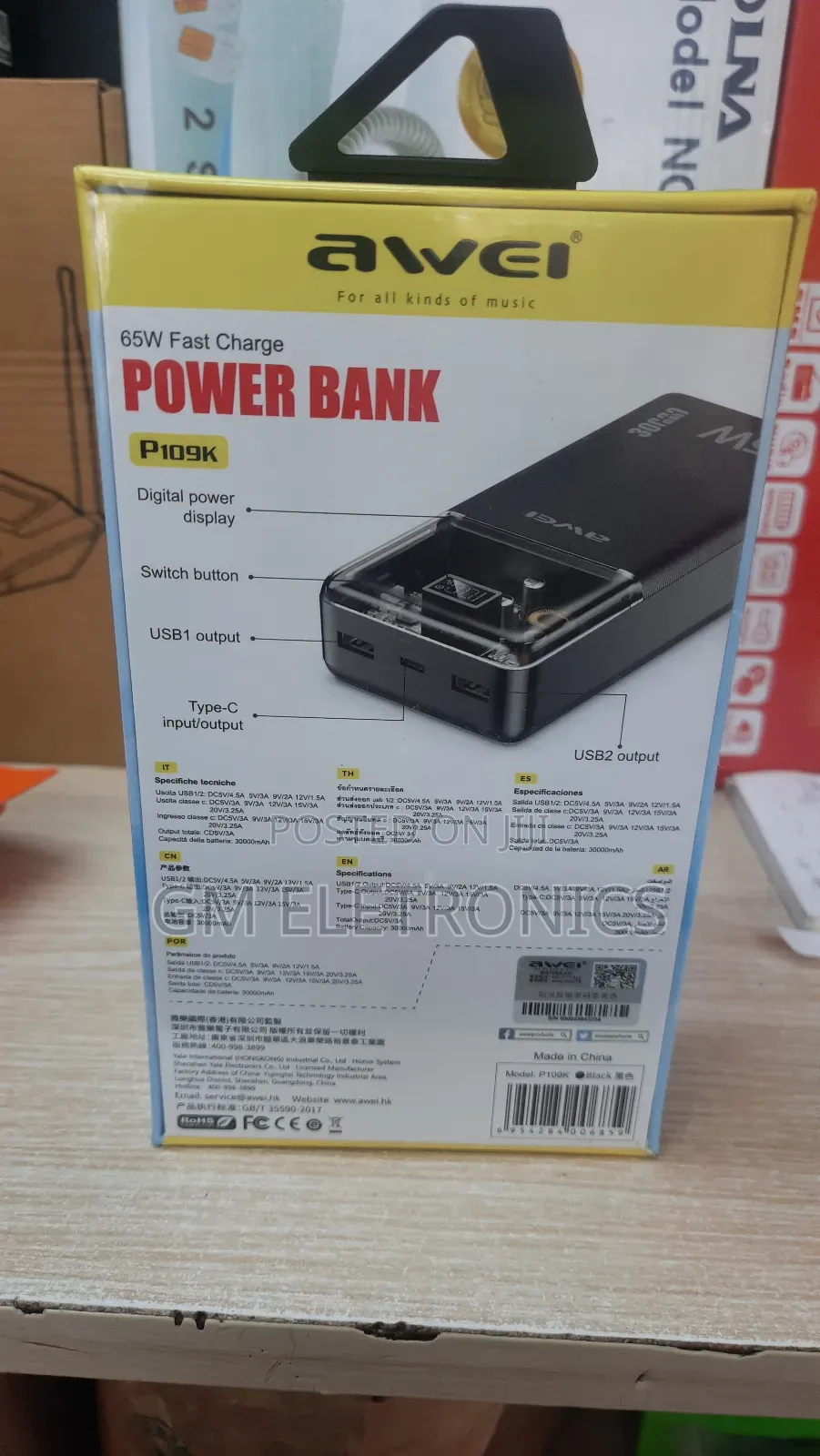 65W Fast Charge 30000mah Powerbank With Digital Display.