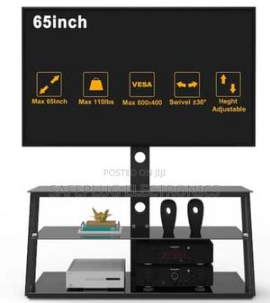 Black Executive Glass Tv Stand With Wall Mount B22