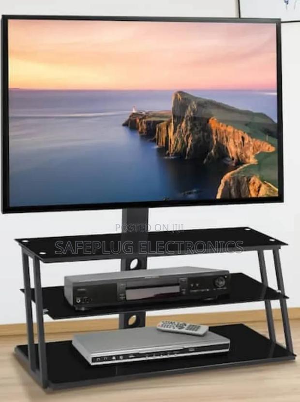 Black Executive Glass Tv Stand With Wall Mount,Offer√√