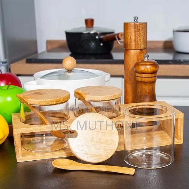 3pcs Canister Set With Bamboo Lid - thumbnail 3