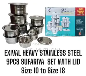 9PCS STAINLESS STEEL SUFRIYA With LID Size 10 to Size 18*