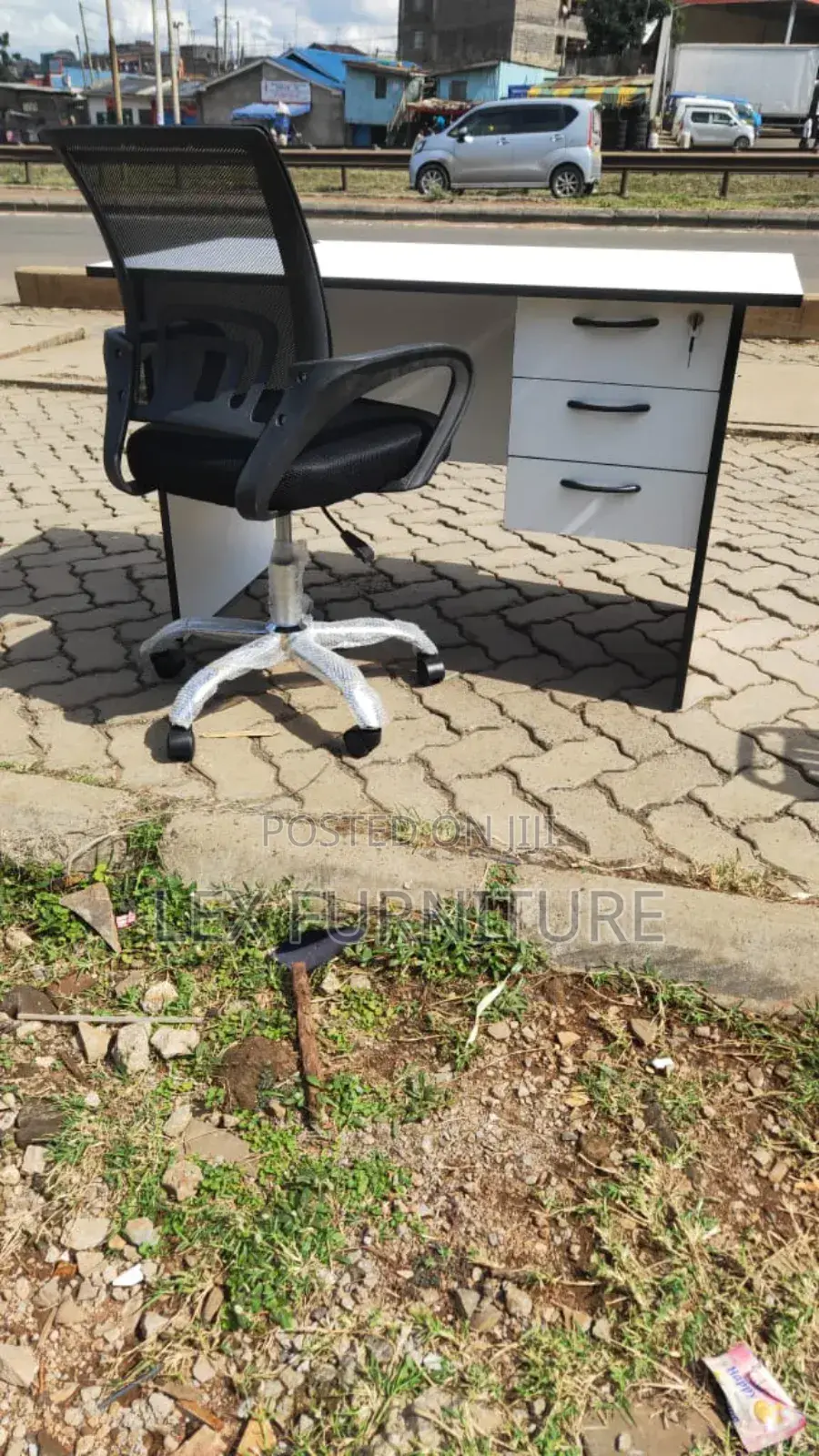 Three Drawers Office Desk Plus Office Chair