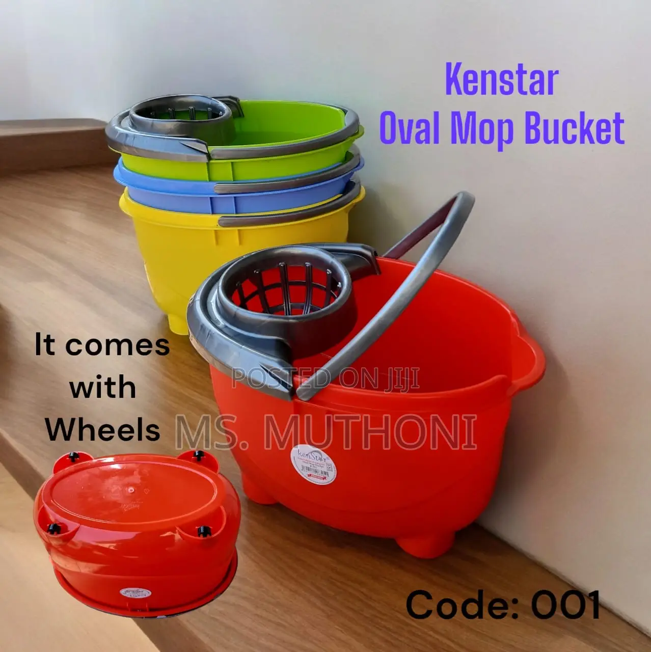 001 Kenstar Oval Mop Bucket 20ltrs With Wheels