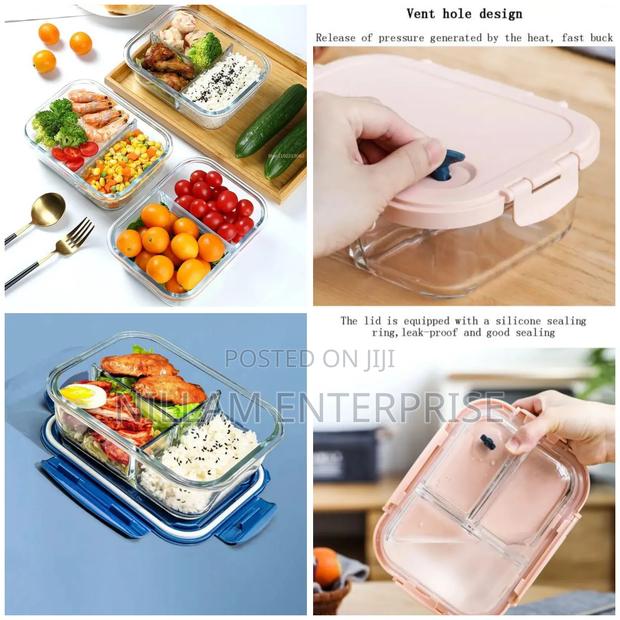 *3 Grid Microwave - Safe Partitioned Glass Lunch Box - main view