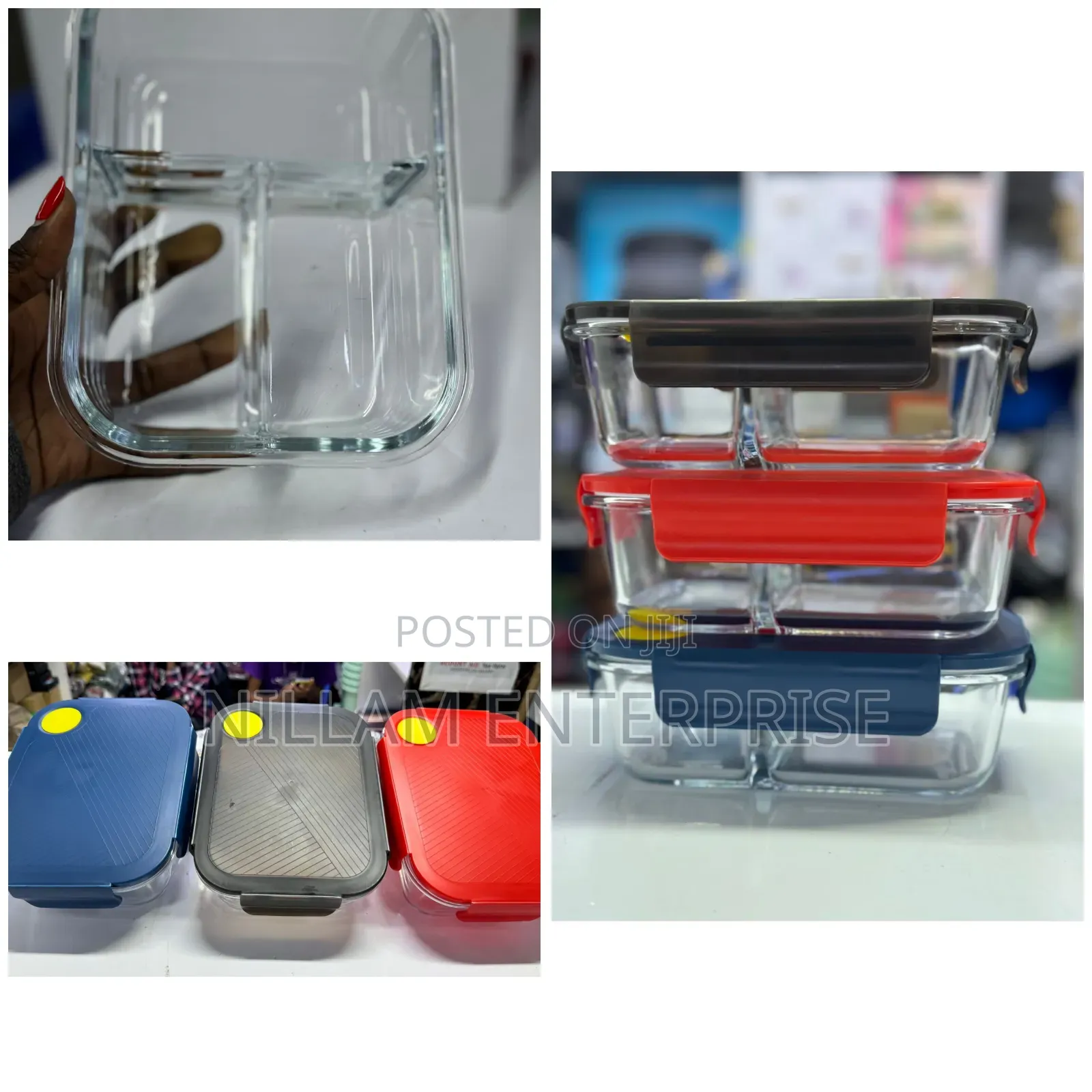 *3 Grid Microwave - Safe Partitioned Glass Lunch Box