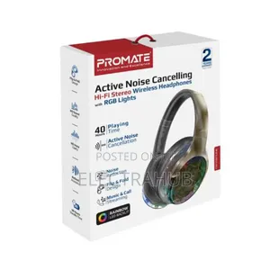 Promate Transtune - ANC Wireless Headphones With RGB Lights