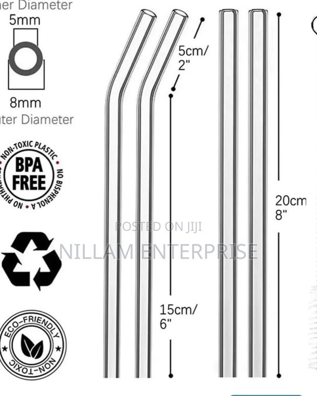 4 PCS Reusable Glass Straws - thumbnail 2