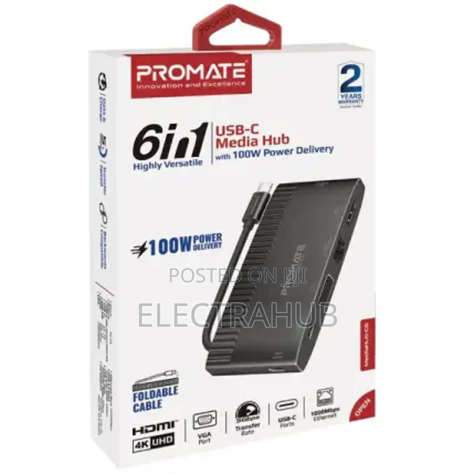 PROMATE Mediahub-C6 USB Multi Port Hub With USB-C Connector